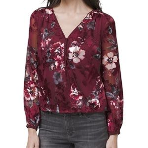 White House Black Market Floral Burnout Blouse 10